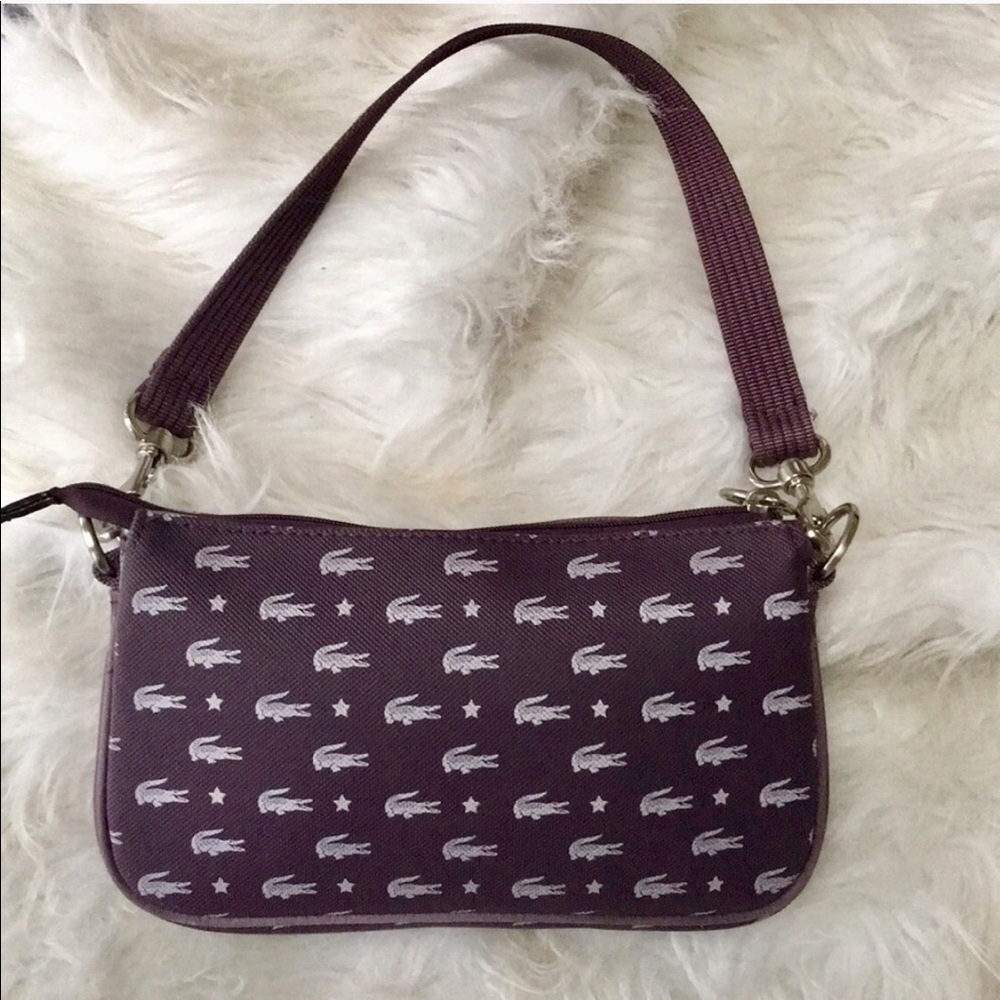 Lacoste Purple Alligator Print Mini Shoulder Bag